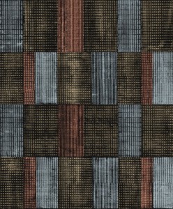 SUM304 Summer Tapeta czarna, różno-kolorowa, małe paski, geometryczna, nadruk stara tkanina