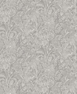 SUM501 Summer Tapeta szara, biała, małe kwiaty i liście