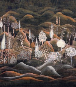 DGSUM2031 > DGSUM2033 Summer Tapeta panel, mural, kremowa, brązowa, czarna, drzewa, las, roślinna