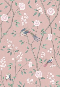 1901 Icons Tapeta rajski ptak, chińska, różowa