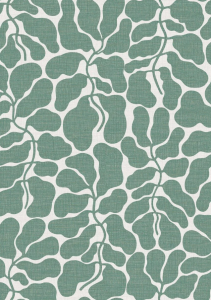 2073 Graphic Icons Tapeta geometryczna, w liście, zielona