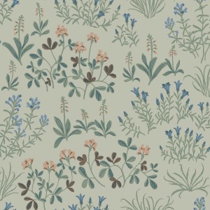 5801 Nordic Folk Tapeta roślinna, kwiaty, łąka