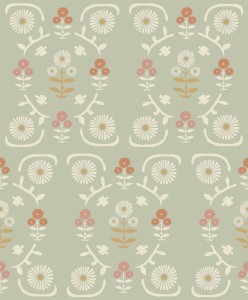 5820 Nordic Folk Tapeta roślinna, kwiaty, łąka, skandynawska