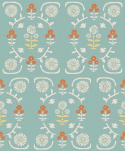 5821 Nordic Folk Tapeta roślinna, kwiaty, łąka, skandynawska