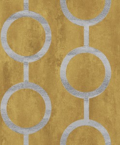 Khroma PRI209 Prisma Tapeta Geometryczna Koła Żółta Srebrna Szara