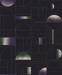 Khroma PRI703 Prisma Tapeta geometryczna granatowa fioletowy zielony efekt szkicu koła