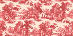 Cole & Son 99/1004 Folie Tapeta czerwona, scenka rodzajowa, drzewa, rośliny, zwierzęta