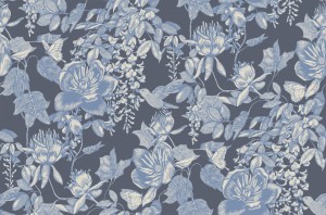 Cole & Son 99/7032 Folie Tapeta niebieska, kwiaty, ptaki, motyle