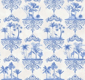 Cole & Son 99/9037 Folie Tapeta niebieska, palmy, zwierzęta, żyrafa