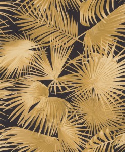 Khroma WIL101 Wild Tapeta Roślinna Liście Palmy Żółta Czarna Tropikalna