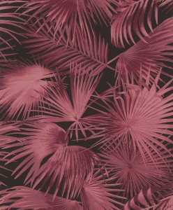 Khroma WIL106 Wild Tapeta Roślinna Liście Palmy Burgundowa Czarna Tropikalna