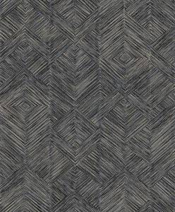 Khroma TRI101 Tribute Tapeta plecionka flizelinowa etniczna współczesna nowoczesna modernistyczna linie trójkąty jodełka niebieska brązowe srebrne linie