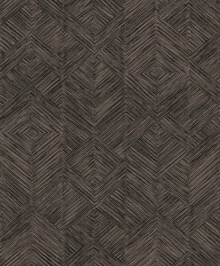 Khroma TRI102 Tribute Tapeta plecionka flizelinowa etniczna współczesna nowoczesna modernistyczna linie trójkąty jodełka czarna brązowa