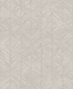 Khroma TRI104 Tribute Tapeta plecionka flizelinowa etniczna współczesna nowoczesna modernistyczna linie trójkąty jodełka beżowoszara białe tło
