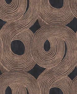 Khroma TRI201 Tribute Tapeta geometryczna koła wypukła efekt 3d przecierka spirala czarna miedziany wzór