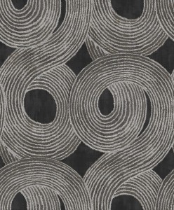Khroma TRI202 Tribute Tapeta geometryczna koła wypukła efekt 3d przecierka spirala czarna srebrny wzór