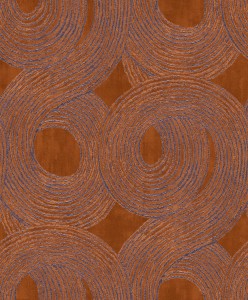 Khroma TRI203 Tribute Tapeta geometryczna koła wypukła efekt 3d przecierka spirala pomarańczowa rdzawa ciemnoszary wzór