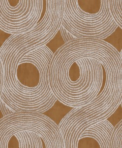 Khroma TRI205 Tribute Tapeta geometryczna koła wypukła efekt 3d przecierka spirala złota musztardowa srebrny wzór