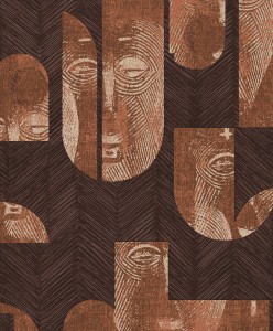 Khroma TRI302 Tribute Tapeta geometryczna tropikalna dżungla maski połysk 3d miedziana pomarańczowa brązowa