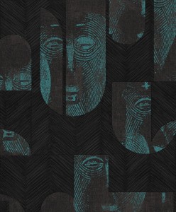 Khroma TRI303 Tribute Tapeta geometryczna tropikalna dżungla maski połysk 3d turkusowa czarna