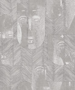 Khroma TRI304 Tribute Tapeta geometryczna tropikalna dżungla maski połysk 3d szara beżowa