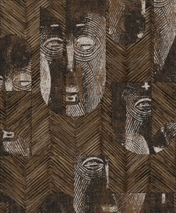 Khroma TRI305 Tribute Tapeta geometryczna tropikalna dżungla maski połysk 3d brązowa musztardowa srebrna